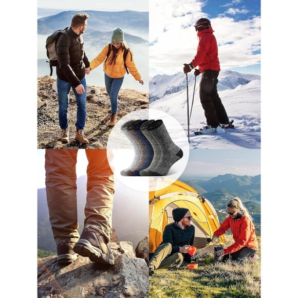 5 Pairs Merino Wool Socks for Men, Thermal Wool Hiking Socks Supper Thick Winter - Picture 6 of 6